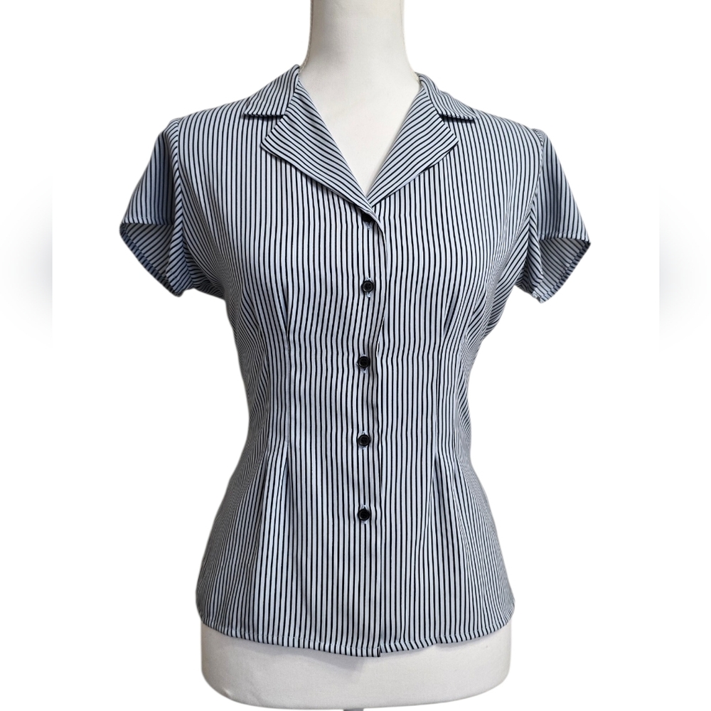 Covington Striped Black and Ligth Blue Women's Top